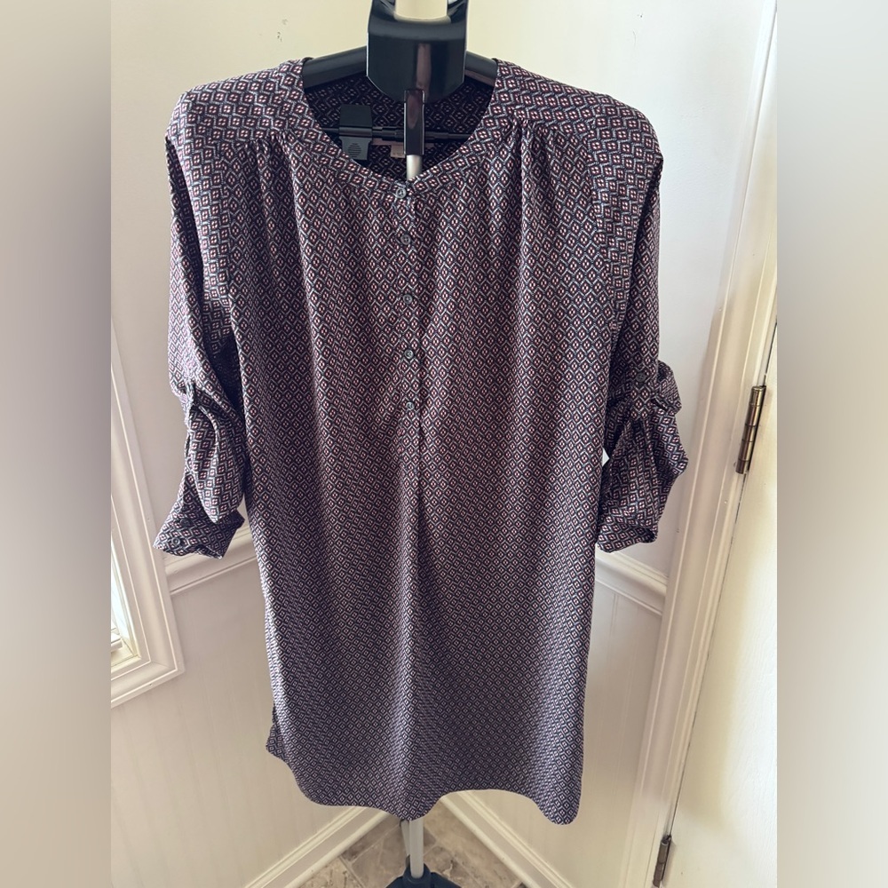 LOFT Purple Geometric‎ Print Dress Size Medium